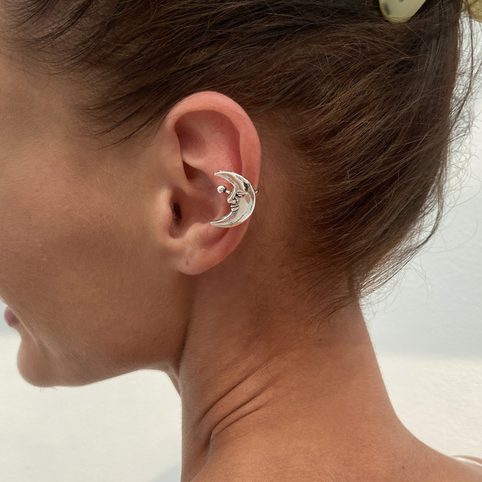 European and American Cross-Border Jewelry Vacation Style Sea Star Glossy Earring Set Simple Flower Moon Alloy Ear Clips