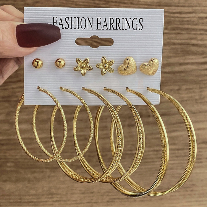 Metal Colorful Rice Bead Hoop Earrings Geometric Round Pearl Stud Earrings Vintage Earring Set 6-Piece Set for Women,...