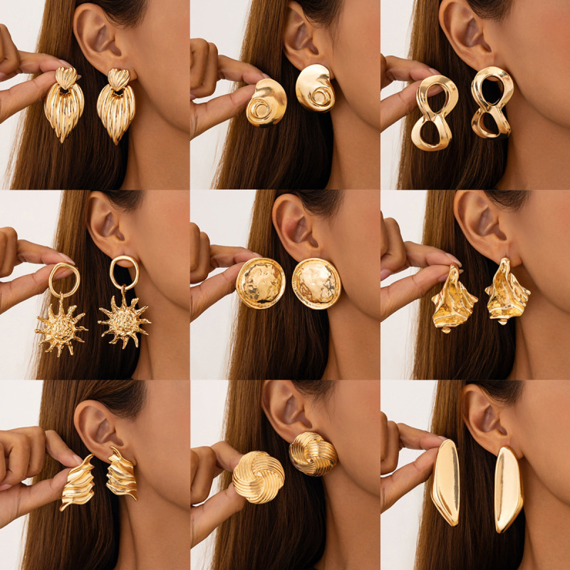 European and American Cross-Border Jewelry Fashion Liquid Lava Heart Earrings Irregular Smooth Geometric Alloy Earrings