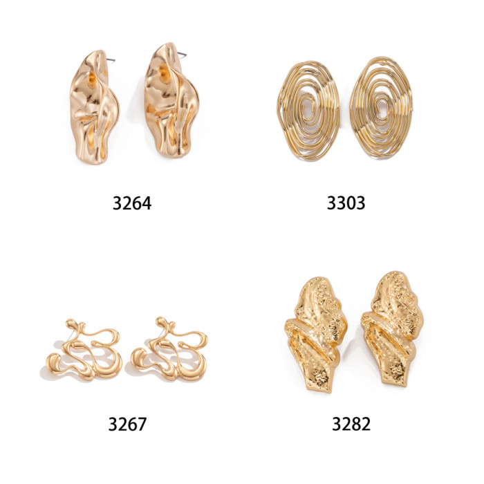 Jewelry Irregular Hollow Twisted Hoop Earrings Geometric Alloy Simple Style Earrings