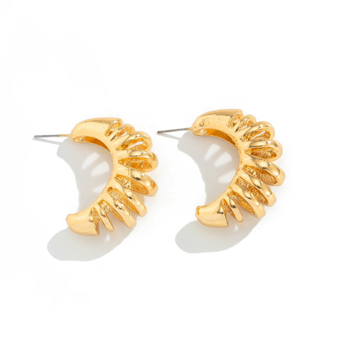 European and American Cross-Border Jewelry Exaggerated Sunflower Alloy Earrings Round Irregular Geometric Earring Set