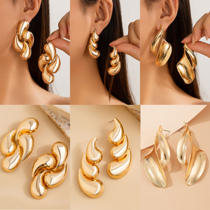 Cross-Border European and American Jewelry INS Light Luxury Summer Earrings Personality Geometric Water Drop Earrings for Women