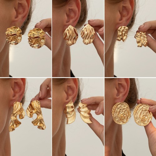 European and American Earrings Simple Elegant Business Pleated Design Stud Earrings for Women Niche Rose Minimalist Style Ear Jewelry