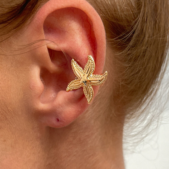 European and American Cross-Border Jewelry Vacation Style Sea Star Glossy Earring Set Simple Flower Moon Alloy Ear Clips