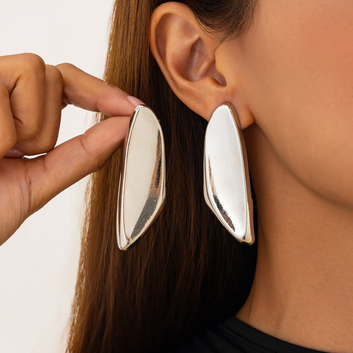 European and American Cross-Border Jewelry Fashion Liquid Lava Heart Earrings Irregular Smooth Geometric Alloy Earrings