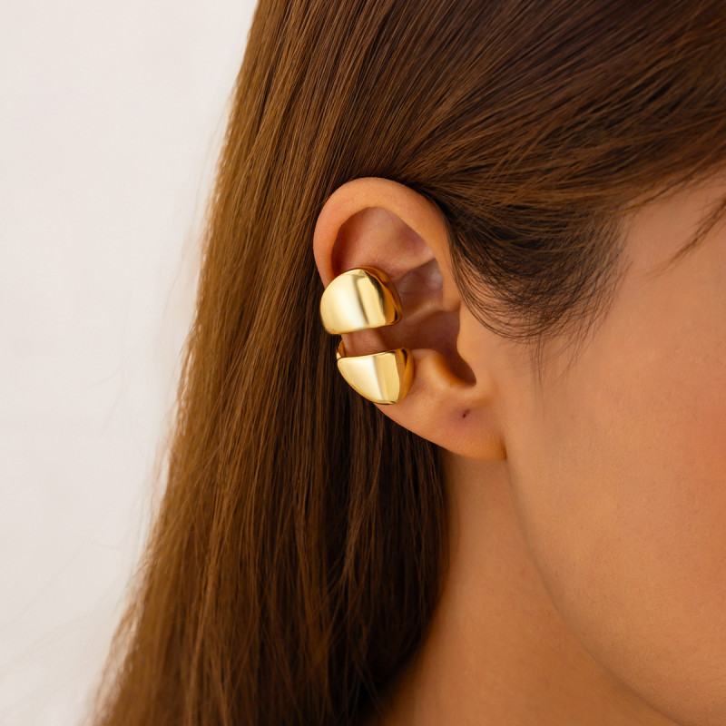 European and American Cross-Border Jewelry Unique Irregular Alloy Ear Clips Niche Geometric Smooth Surface