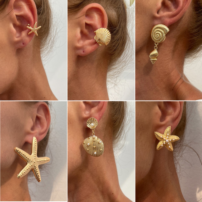 Jewelry Ocean Style Party Exaggerated Star Earrings Personality Vacation Beach Starfish Metal Earrings