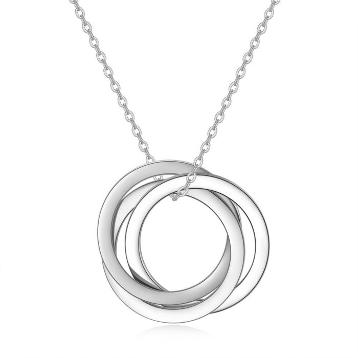 European and American Hot-Selling Three-Ring Three-Color Circle Stainless Steel Necklace Trendy Versatile Personality Collarbone Chain Manufacturer Wholesale Direct Sales