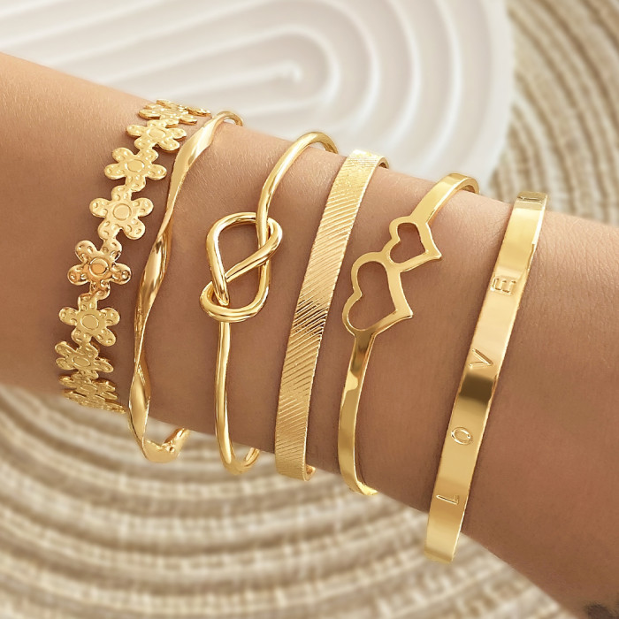 Retro Simple Chain Bracelet Fashion Mix and Match Open Bangle Hand Jewelry Layered Style Combination Wholesale, Neckl...