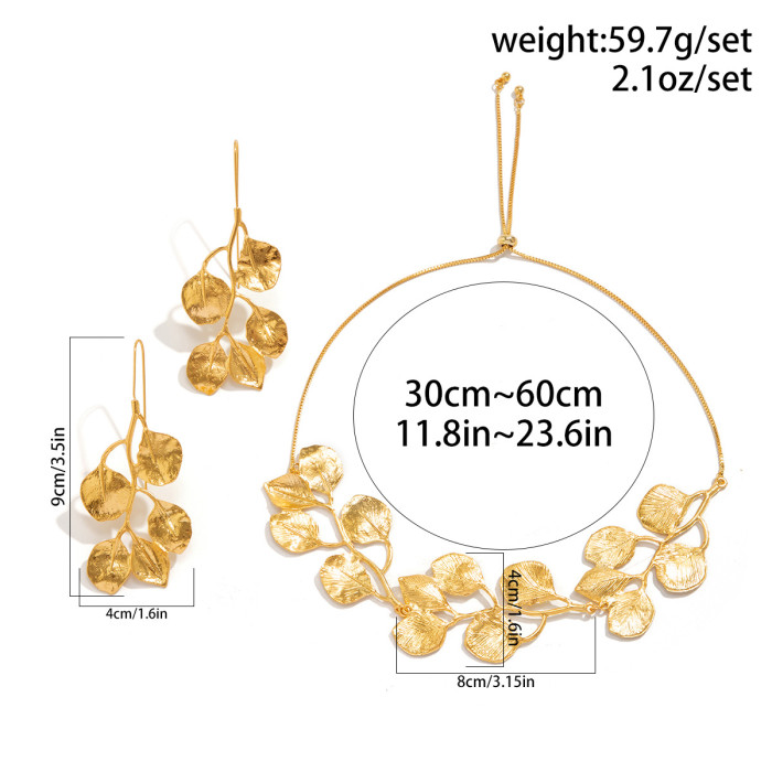European and American Cross-Border Textured Metal Style Leaf Tassel Necklace Fashion Design Retro Pull Chain Choker Necklace