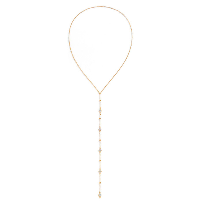 European and American Cross-Border Jewelry Elegant Imitation Pearl Metal Collarbone Chain Necklace Simple Rhinestone Long Eye Necklace for Women