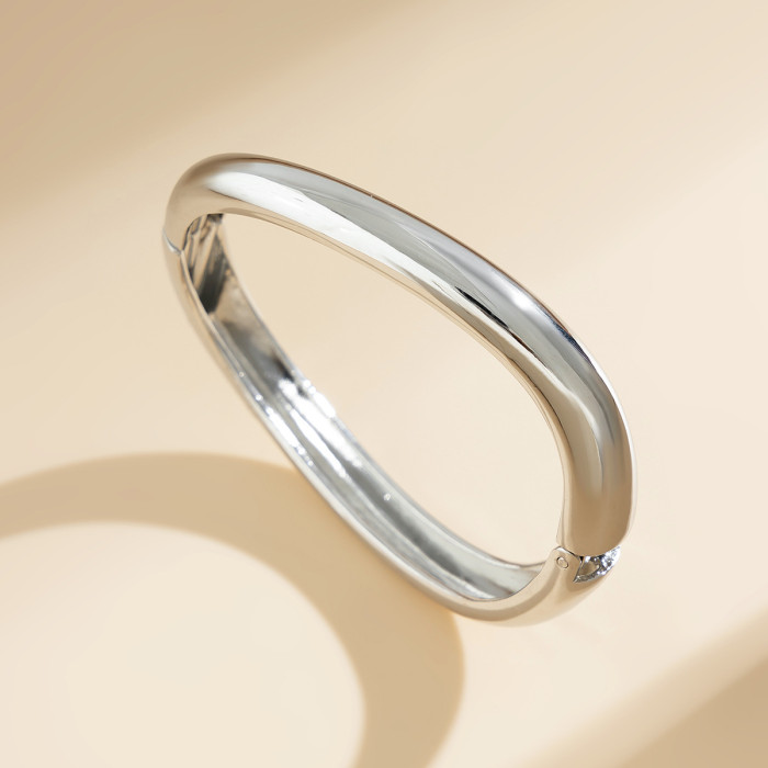 Jewelry Exaggerated Large Water Drop Metal Glossy Mirror Open Bracelet Minimalist Geometric Bracelet
