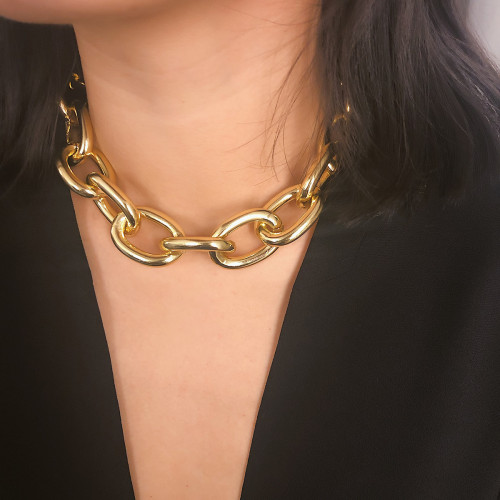 European and American Cross-Border Jewelry Simple and Unique Metal Chain Necklace for Women Exaggerated Matte Punk Short Necklace