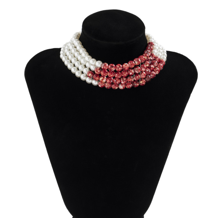 European and American Cross-border Jewelry Sweet Cool Gothic Blood Drop Tassel Choker Necklace Halloween Personality Beaded Choker