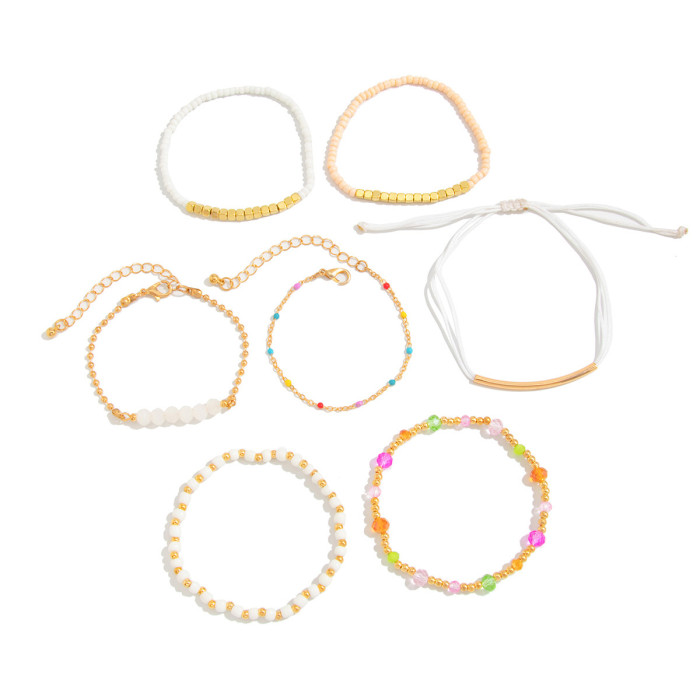 European and American Cross-Border Jewelry INS Style Light Luxury Colorful Crystal Bead Bracelet Versatile Commuting CCB Hand Jewelry for Women