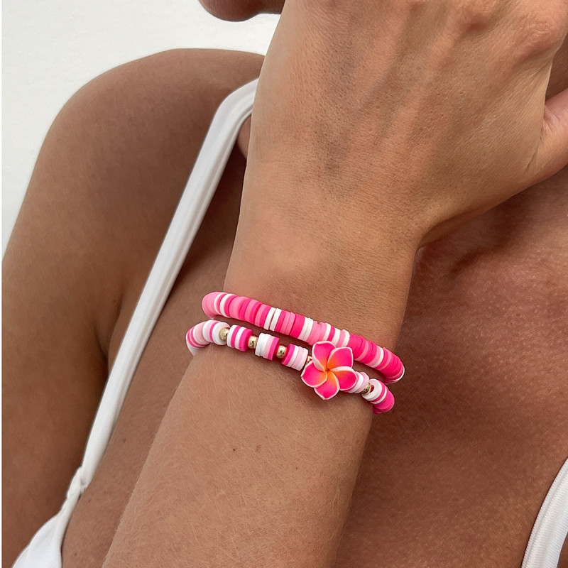 European and American Cross-Border Jewelry Bohemian Five-Petal Flower Pendant Bracelet Colorful Beaded CCB Soft Clay Bracelet Set