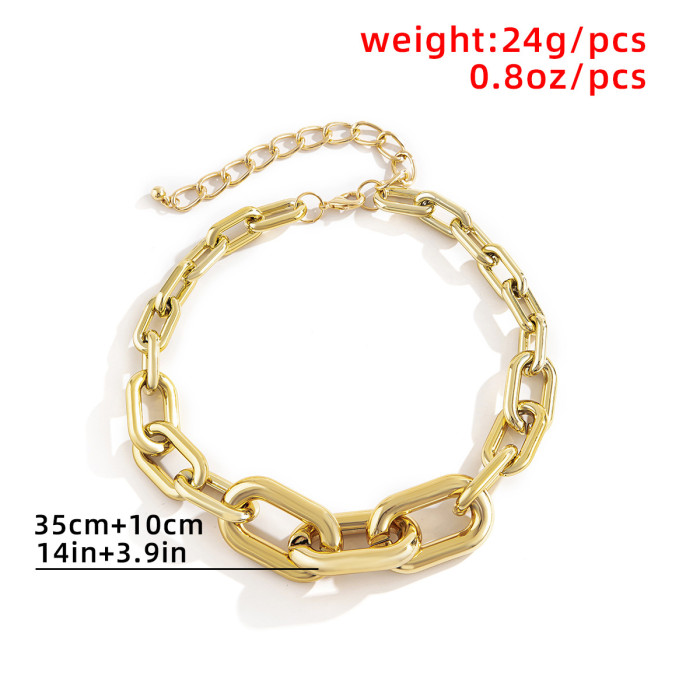 Jewelry Exaggerated Single Layer Tassel Hip-Hop Style Necklace for Women Simple Retro Wide Edge Thick Chain Necklace