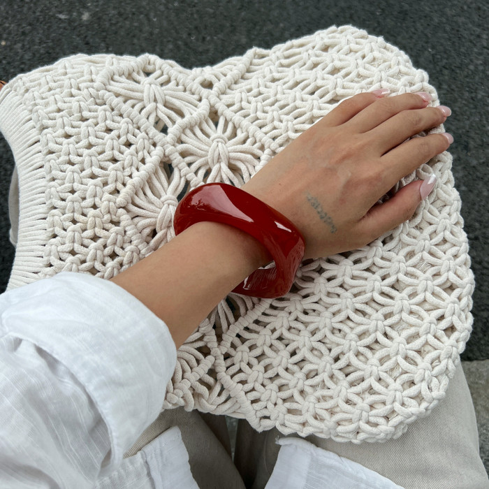 Jewelry Fashion Retro Gradient Semi-Transparent Resin Bracelet Irregular Polygonal Elastic Bracelet