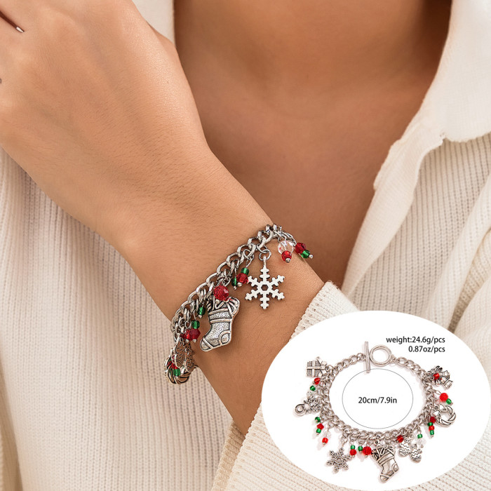 European and American Cross-Border Jewelry Christmas Soft Clay Bead Set Bracelet Holiday Gift Snowman Bracelet Versatile Hand Accessories
