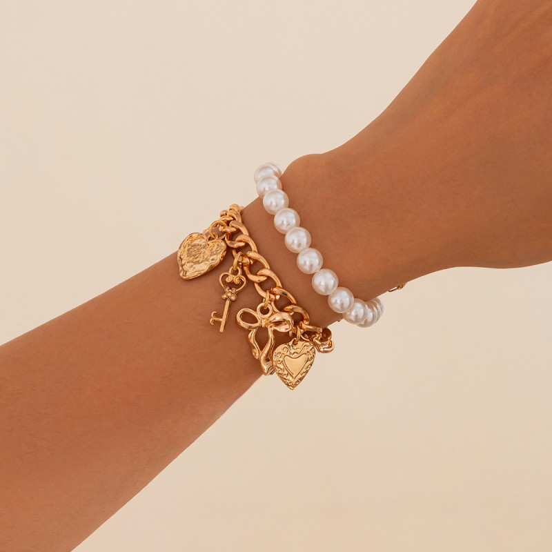 European and American Cross-Border Jewelry Beach Vacation Starfish Shell Alloy Pendant Bracelet High-End Pearl Beaded Hand Accessories