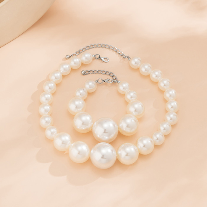 Europe and America Cross Border Ornament Cold Style Vintage Beaded Chain Necklace Ethnic Imitation Pearl Niche Design...