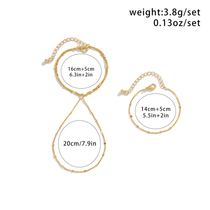 Jewelry Multi-Layer Sequin Fine Chain Finger Bracelet Set Simple Metal Minimalist Style Women's Accessories, Jewelry...