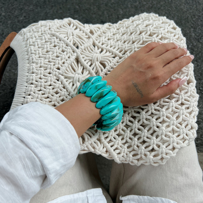European and American Cross-Border Jewelry Niche Design Irregular Resin Gradient Bracelet Simple Ins Style Spliced Elastic Bracelet