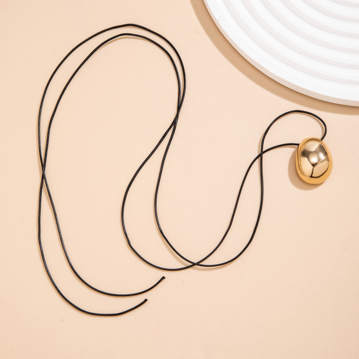 Style Exaggerated Geometric Egg Surface Choker for Women, Versatile Pull Wax Line Necklace, Sweet Cool Design Sense C...