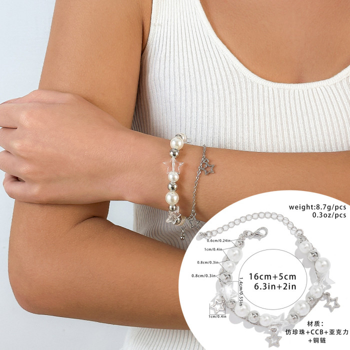 European and American Cross-Border Jewelry INS Sweet Cool Star Pendant Tassel Set Bracelet Simple Versatile Magnetic Heart Hand Accessories