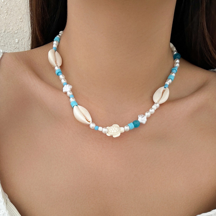 Style Rice Beads Beach Ocean Hot-Selling Accessories Versatile Starfish Necklace Shell Necklace Women's Jewelry