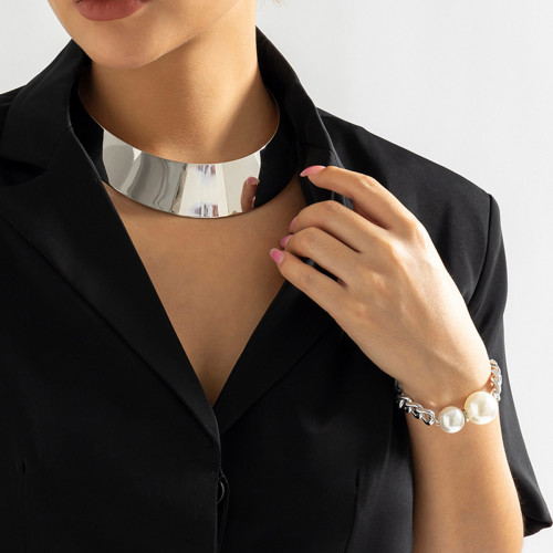 European and American Cross-Border Jewelry Hip-Hop Personality Metal Punk Choker Necklace Choker Temperament Minimalist Style Geometric Necklace