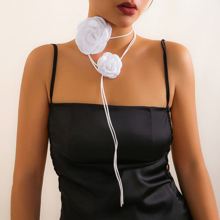 Floral Strap Rose Choker Vintage Necklace Rose Flower Evening Choker Accessory Necklace for Women