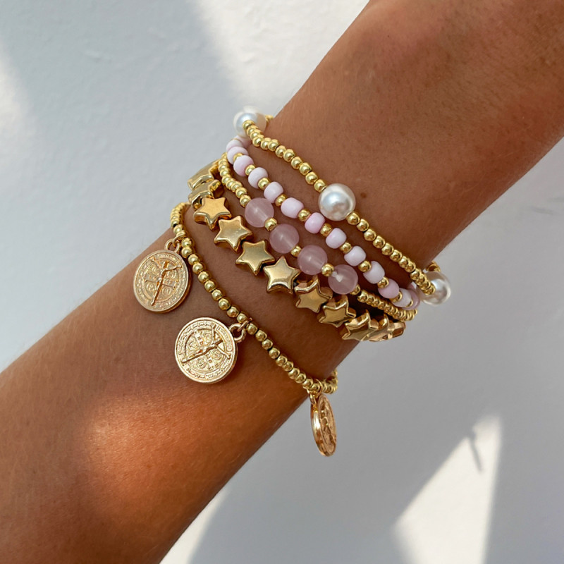 European and American Cross-Border Jewelry Personalized Simple 5-Piece Set CCB Pentagram Bracelet Set Ins Style Rice Bead Jewelry for Women