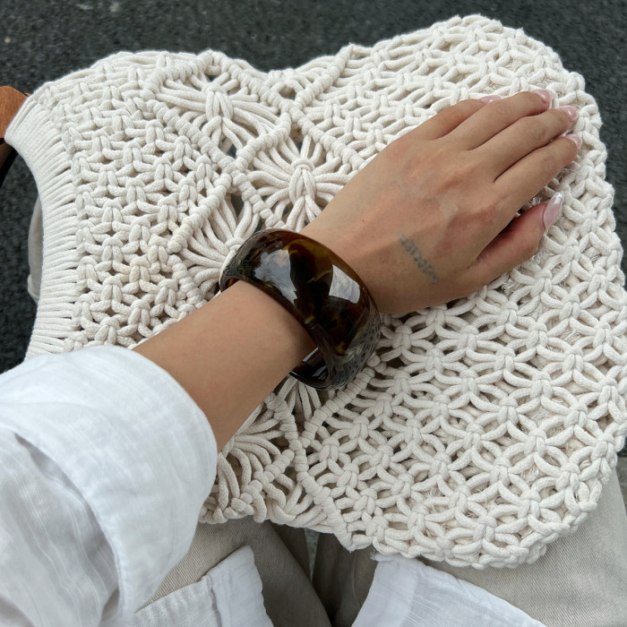 Jewelry Fashion Retro Gradient Semi-Transparent Resin Bracelet Irregular Polygonal Elastic Bracelet