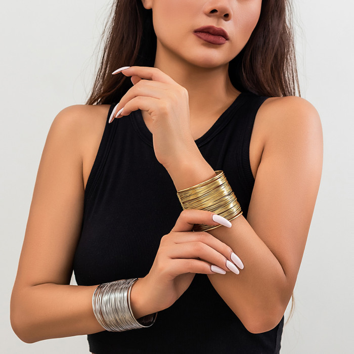 Jewelry Metal Brushed Open Women's Electroplated Bracelet Personality Sweet Cool Style Simple Bracelet