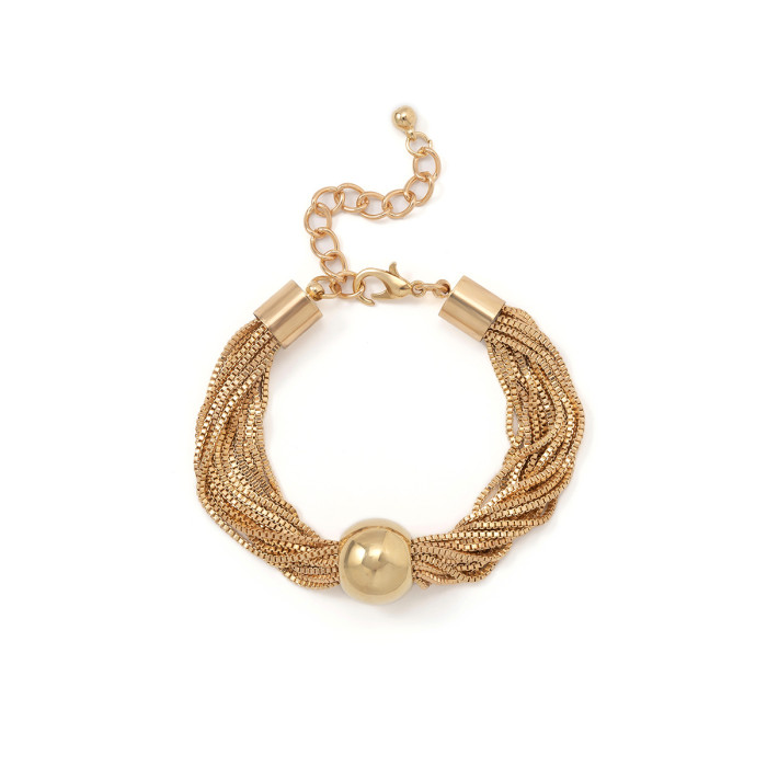 Exaggerated Punk Multi-Layer Chain Stacked Necklace Simple Niche Geometric Ball Personality Choker Necklace