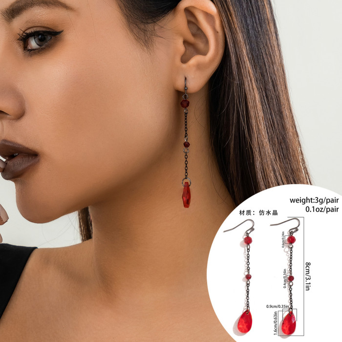 European and American Cross-Border Jewelry Retro Gothic Blood Drop Tassel Choker Imitation Blood Water Drop Metal Blood Color Collar