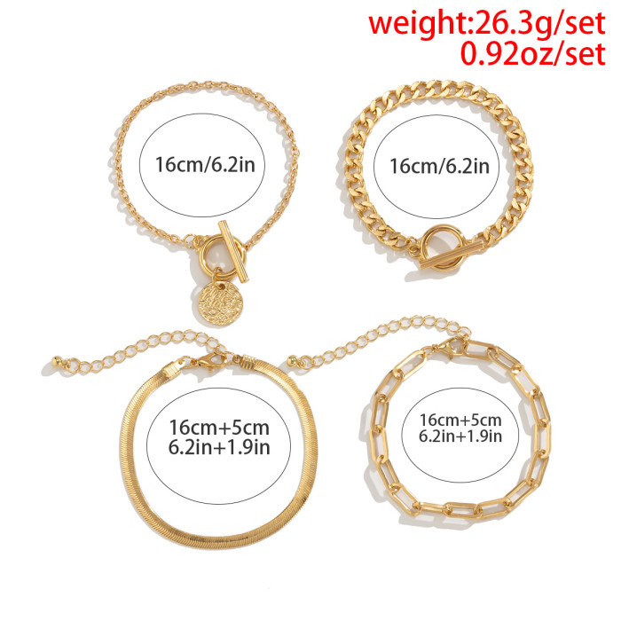 European and American Punk Metal Style Hollow Chain Bracelet Hip Hop Trend Flat Snake Bone Metal Jewelry European and American Cross-Border Accessories
