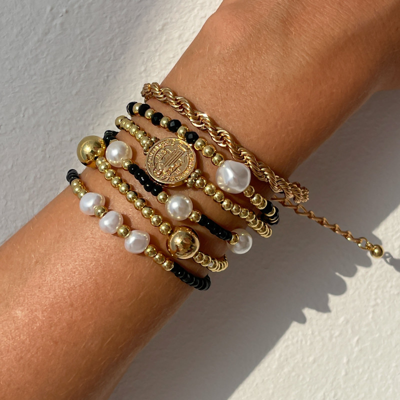 European and American Cross-Border Jewelry Personalized Simple 5-Piece Set CCB Pentagram Bracelet Set Ins Style Rice Bead Jewelry for Women