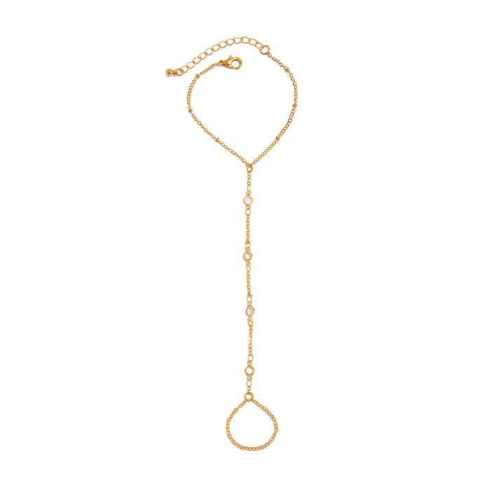 European and American Cross-Border Jewelry Fashionable Ins Style Diamond-Studded Finger Bracelet Daily Versatile Metal Chain Wrist Chain for Women