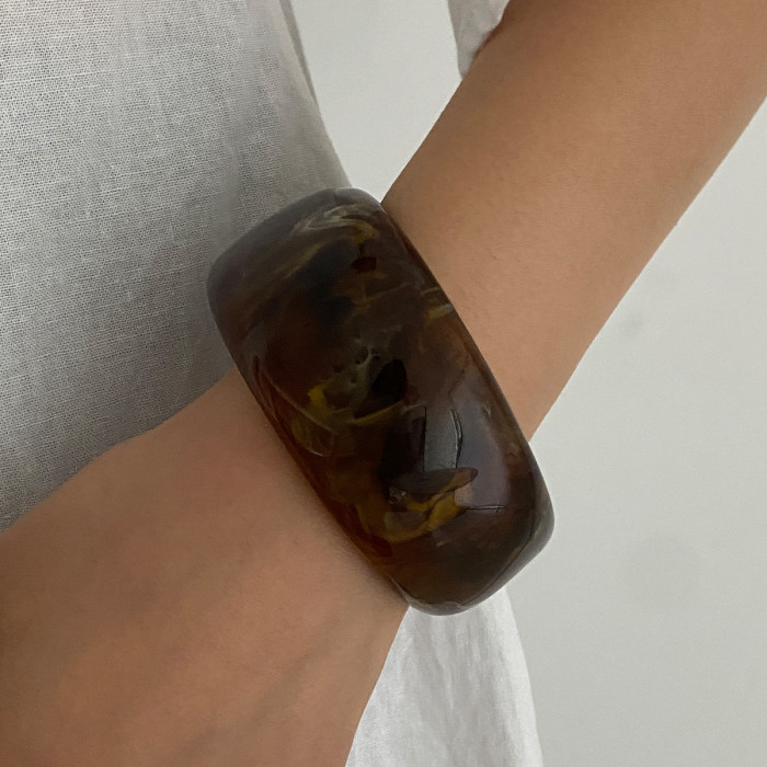 Jewelry Fashion Retro Gradient Semi-Transparent Resin Bracelet Irregular Polygonal Elastic Bracelet