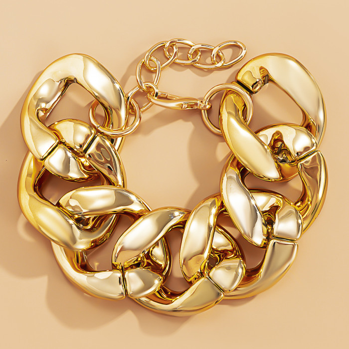 European and American Cross-Border Jewelry Punk Hip-Hop Trendy Cool Braided Thick Chain Bracelet Personality Exaggerated Simple Geometric Bracelet