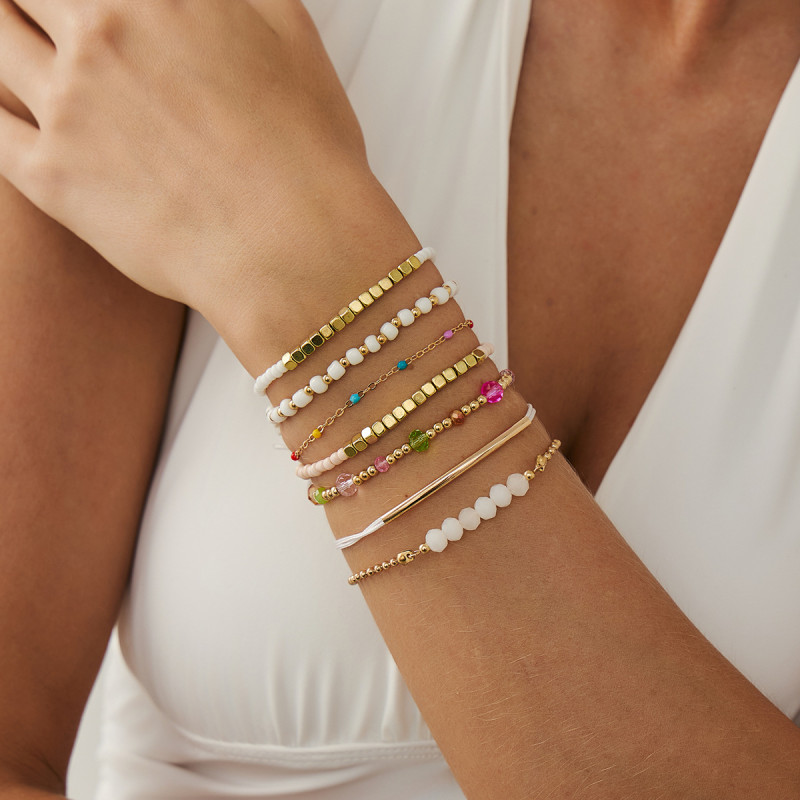 European and American Cross-Border Jewelry INS Style Light Luxury Colorful Crystal Bead Bracelet Versatile Commuting CCB Hand Jewelry for Women