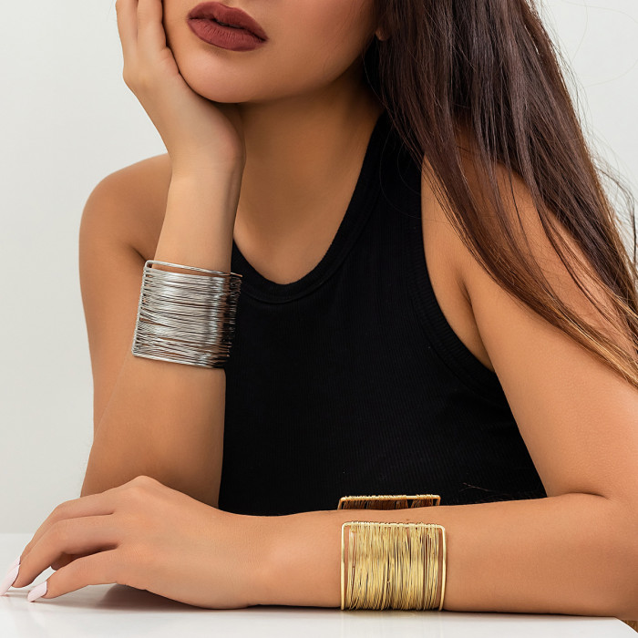 Jewelry Metal Brushed Open Women's Electroplated Bracelet Personality Sweet Cool Style Simple Bracelet