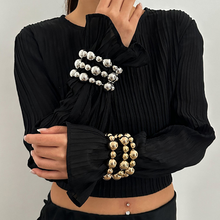 European and American Cross-Border Jewelry Exaggerated French 3-Piece Pearl Bracelet Set Personality Versatile Beaded Racelet Set