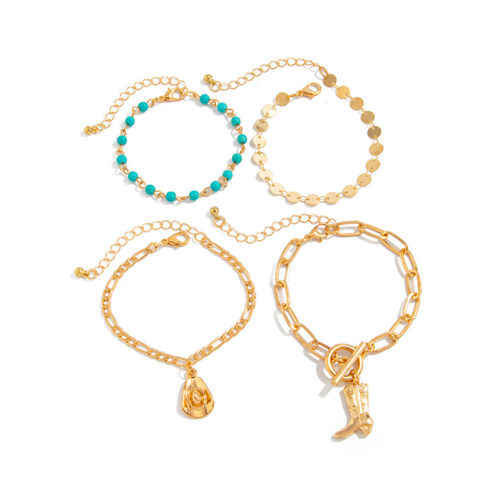 Jewelry INS Style Sequin Alloy OT Buckle Necklace Punk Multi-Layer Crystal Flower Sequin Collarbone Chain