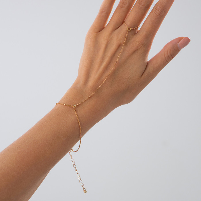 European and American Cross-Border Jewelry Fashionable Ins Style Diamond-Studded Finger Bracelet Daily Versatile Metal Chain Wrist Chain for Women