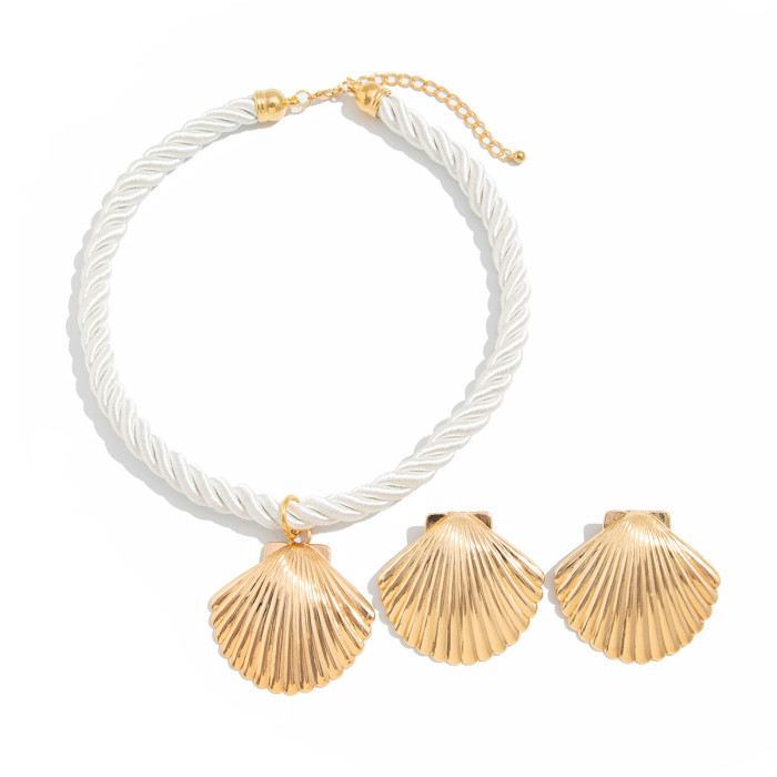 Jewelry Ocean Vacation Alloy Scallop Pendant Necklace Personality Bohemian Thick Rope Collarbone Chain