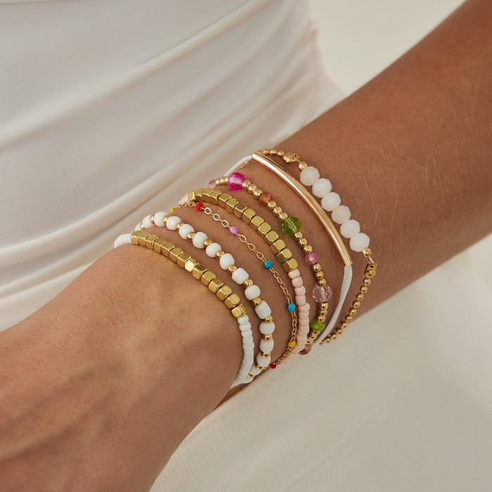 European and American Cross-Border Jewelry INS Style Light Luxury Colorful Crystal Bead Bracelet Versatile Commuting CCB Hand Jewelry for Women
