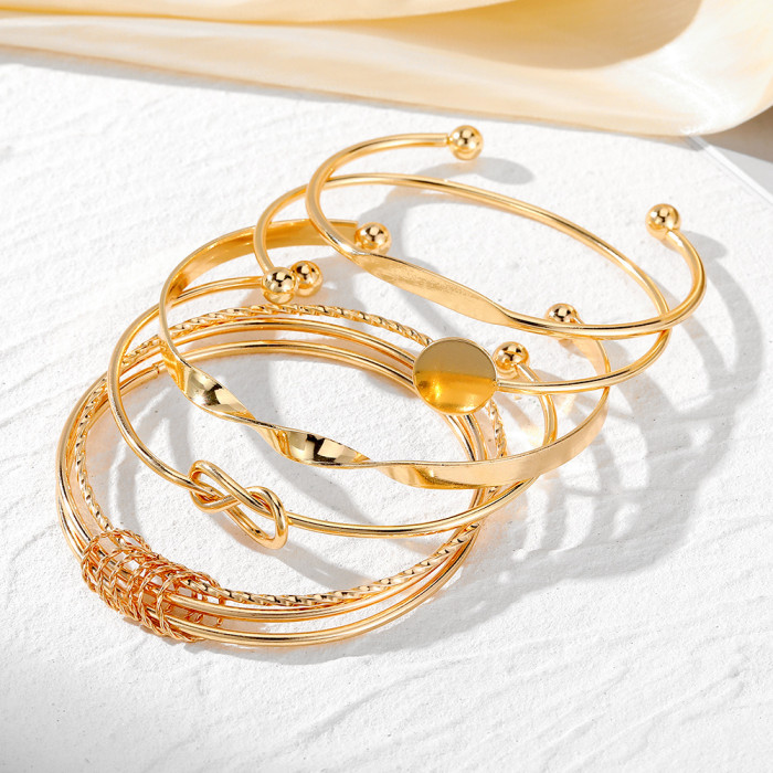 Retro Simple Chain Bracelet Fashion Mix and Match Open Bangle Hand Jewelry Layered Style Combination Wholesale, Neckl...